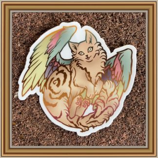 Paradise Winged Cat vinyl sticker - Patreon Sticker August 2020