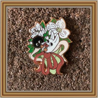 White Totoro & Soot Sprites Dogwood Bouquet - Patreon Pin July 2021