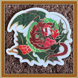 Holly Dragon - (die cut) Patreon Sticker Dec '22
