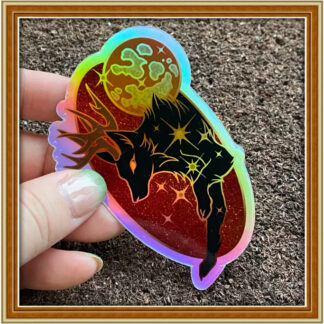 Eclipse Antler Wolf - Crimson Stars - (Holographic) Patreon Sticker Nov '23