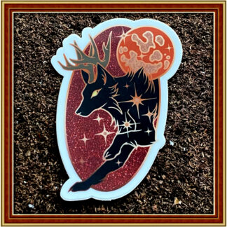 Eclipse Antler Wolf - Crimson Stars - (Die-Cut) Patreon Sticker Nov '23