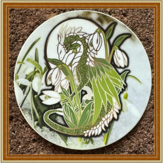 Snowdrop Dragon - Round Sticker - April '25